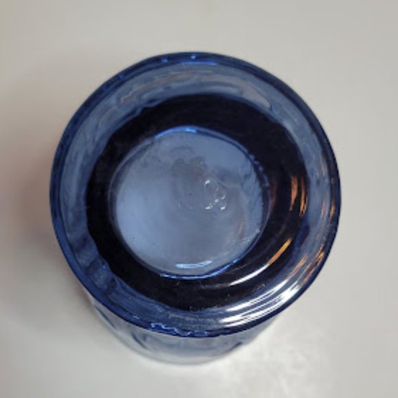 SET OF 4 VINTAGE 1970's LIBBEY BLUE GLASS TUMBLERS COUNTRY GARDEN DAISEY FLOWER - Picture 4 of 6